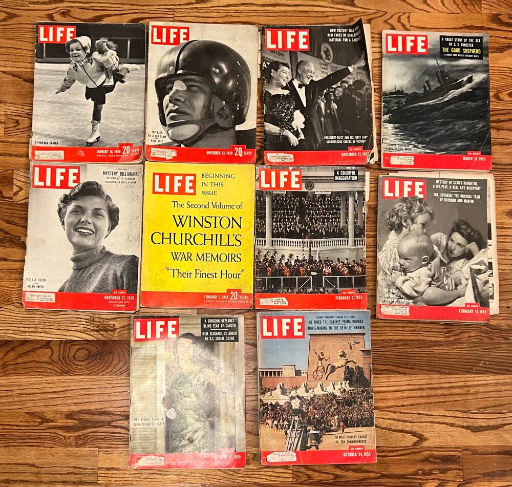 Vintage Lot Of 10 Life Magazine 40s 50s History Politics Hollywood Ads